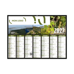 Calendrier bancaire rigide standard 55x40,5 cm marquage 1 couleur