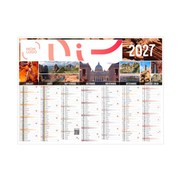 Calendrier bancaire rigide mini 27x20,8 cm marquage quadri