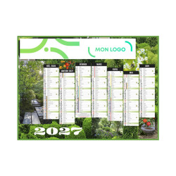 Calendrier bancaire rigide midi 43x33,5 cm marquage quadri