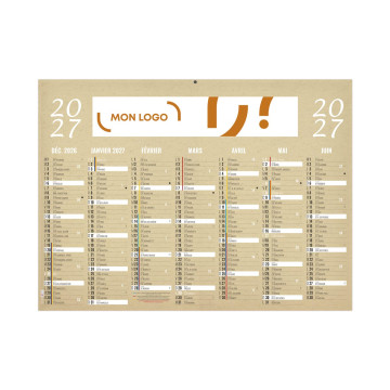 Calendrier bancaire rigide midi 43x33,5 cm marquage 1 couleur