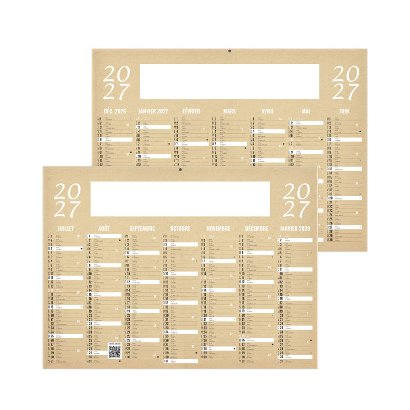 Calendrier bancaire rigide midi 43x33,5 cm marquage 1 couleur