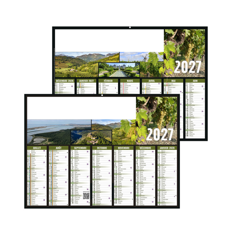 Calendrier bancaire rigide standard 55x40,5 cm marquage 1 couleur