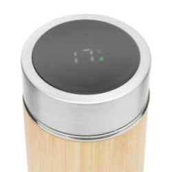 Bouteille isotherme en bambou 400 mL avec thermomètre digital