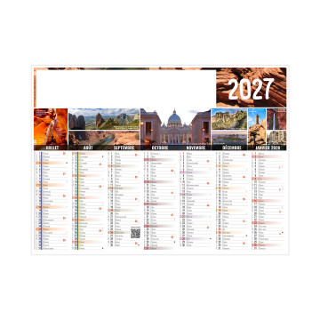 Calendrier bancaire rigide mini 27x20,8 cm marquage quadri