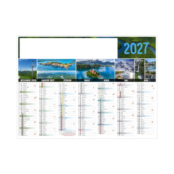 Calendrier bancaire rigide mini 27x20,8 cm marquage quadri