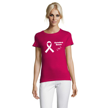 Tee-shirt femme couleur Sol's® Régent marquage Octobre Rose inclus