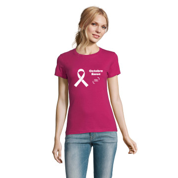 Tee-shirt femme couleur Sol's® Impérial marquage Octobre Rose inclus