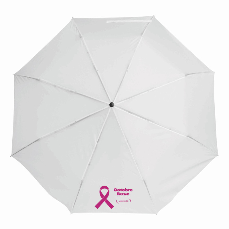 Parapluie pliable tempête ouv/fermeture auto blanc marq Octobre Rose