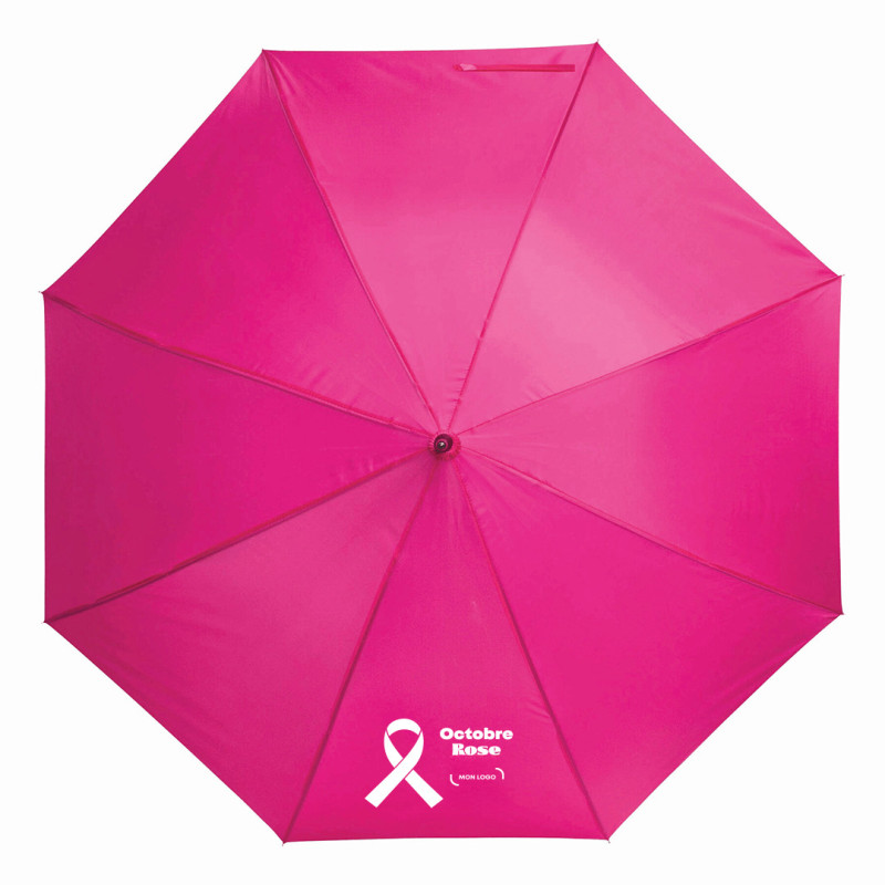 Parapluie golf ouverture automatique rose foncé marquage Octobre Rose