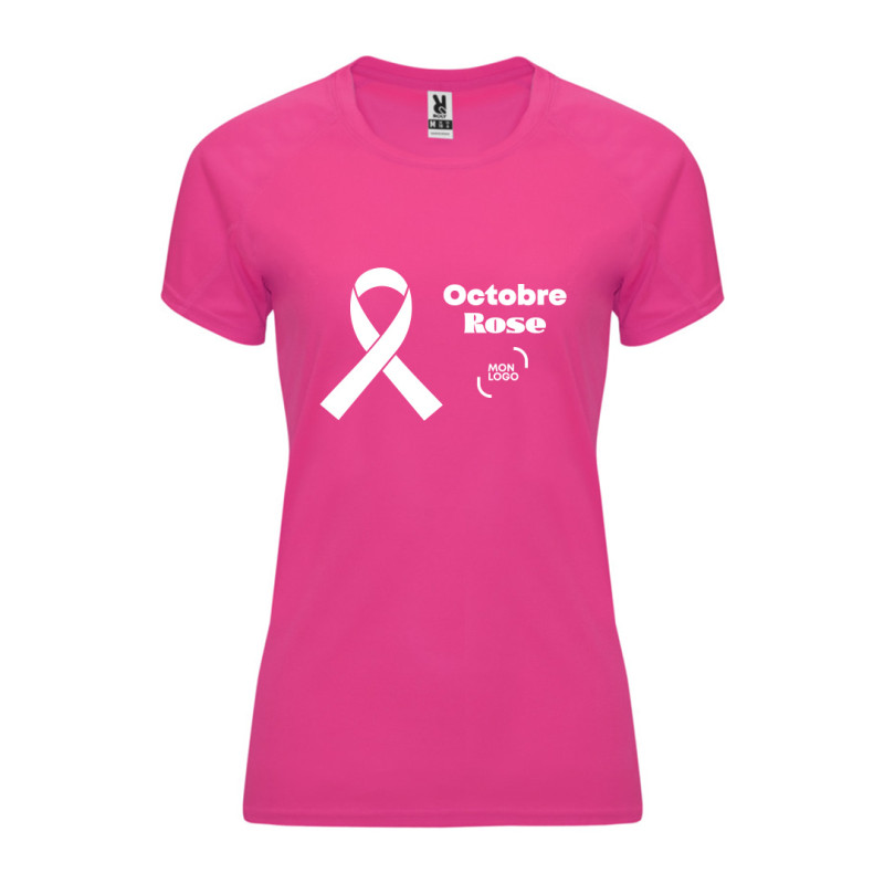 Tee-shirt de sport respirant femme Roly® Bahrain marq Octobre Rose