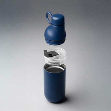 Bouteille isotherme 500 mL avec gobelet en acier inoxydable recyclé