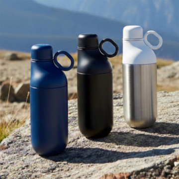 Bouteille isotherme 500 mL avec gobelet en acier inoxydable recyclé