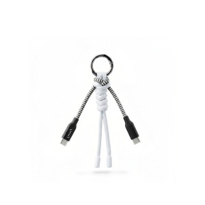 Porte-clés tressé en rPET avec câble de chargement 60 W Akashi®