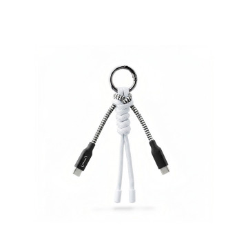 Porte-clés tressé en rPET avec câble de chargement 60 W Akashi®