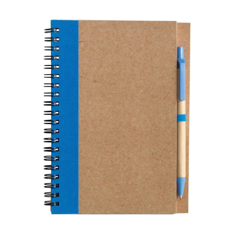 Carnet de notes recyclé A5 à spirales avec stylo