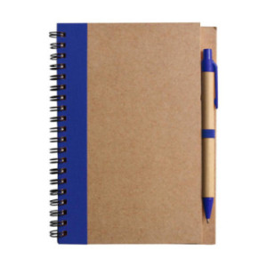 Carnet de notes recyclé A5 à spirales avec stylo