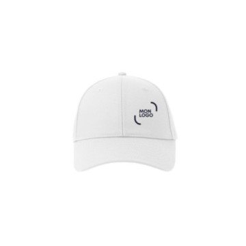 Casquette en coton bio et polyester recyclé 6 pans Atlantis® blanche