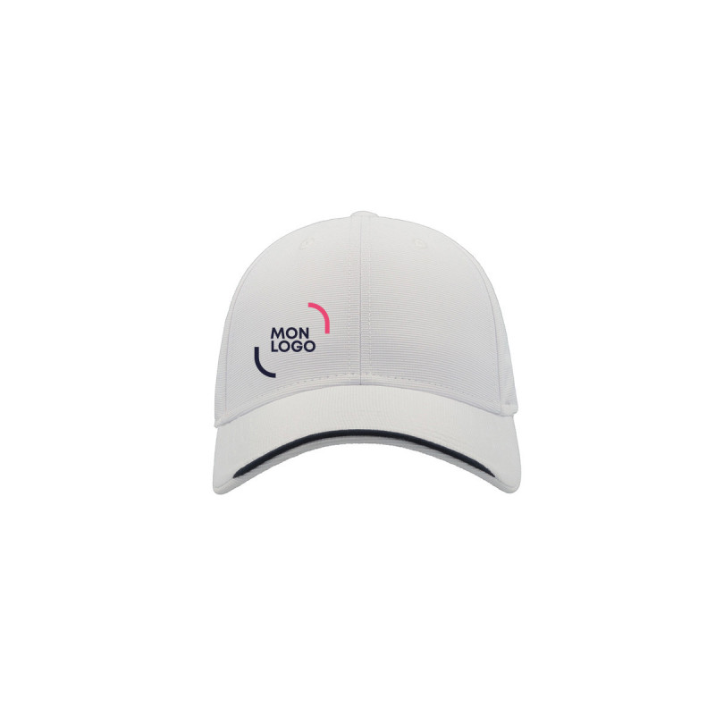 Casquette 6 pans en polyester recyclé Atlantis® blanche