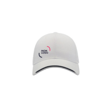 Casquette 6 pans en polyester recyclé Atlantis® blanche