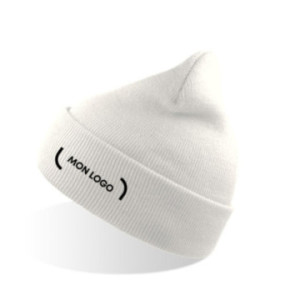 Bonnet avec revers en polyester recyclé Atlantis® blanc