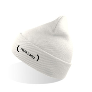 Bonnet avec revers en polyester recyclé Atlantis® blanc
