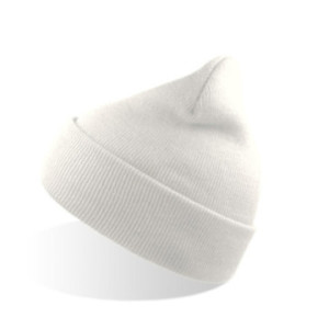 Bonnet avec revers en polyester recyclé Atlantis® blanc