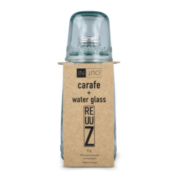 Carafe avec verre assorti en verre recyclé