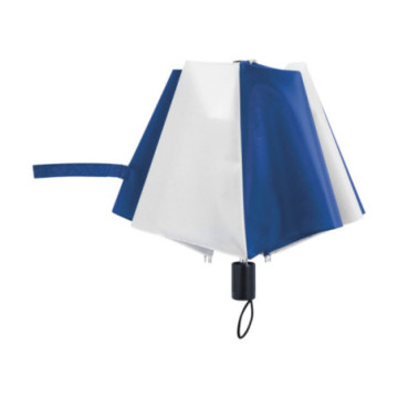 Parapluie pliable ouverture & fermeture manuelles bleu/blanc