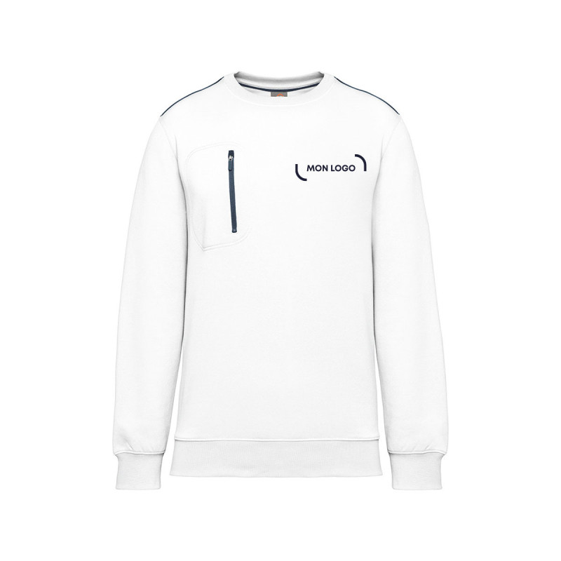 Sweat-shirt mixte avec poche zippée WK® blanc
