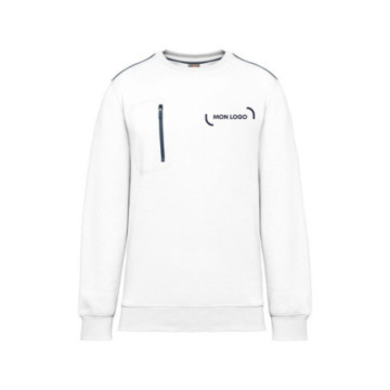 Sweat-shirt mixte avec poche zippée WK® blanc