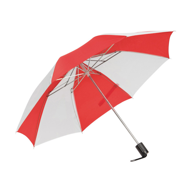 Parapluie pliable ouverture & fermeture manuelles rouge/blanc