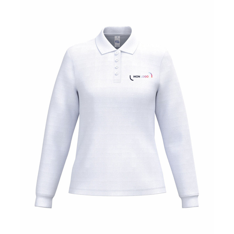 Polo manches longues femme iDeal Basic® blanc
