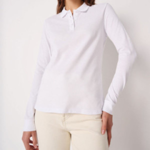 Polo manches longues femme iDeal Basic® blanc