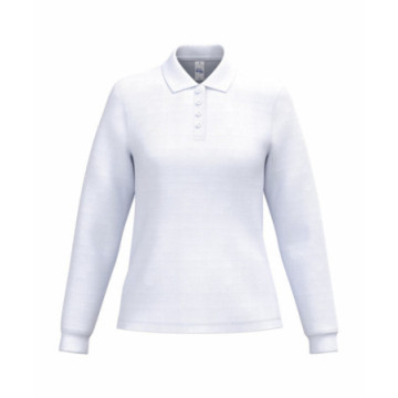 Polo manches longues femme iDeal Basic® blanc