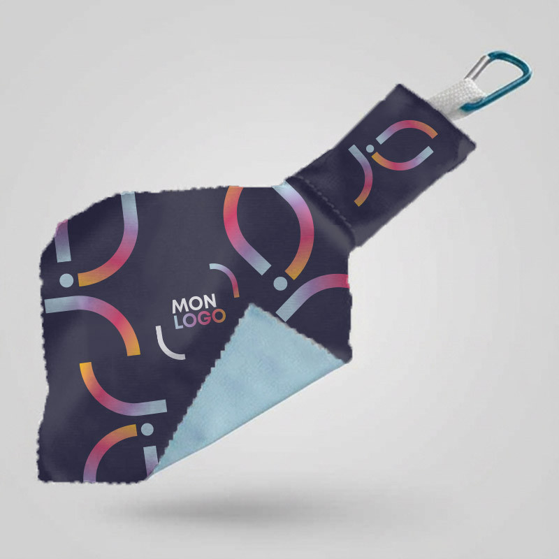 Lingette microfibre porte-clés avec pochette marquage quadri