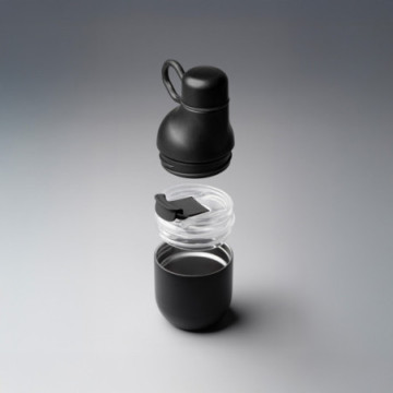 Bouteille isotherme 330 mL avec gobelet en acier inoxydable recyclé
