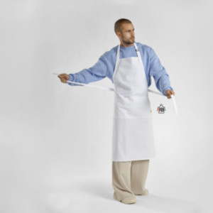 Tablier en matières recyclées double poche avant blanc 180 g/m²