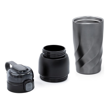 Bouteille et gobelet isothermes en acier inox recyclé Brandcharger®