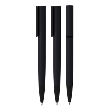 Stylo bille toucher gomme mat noir