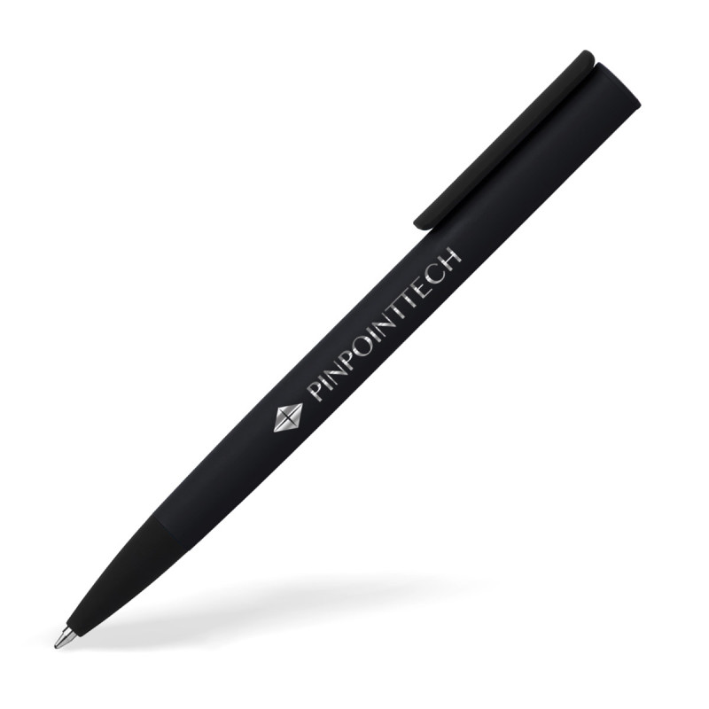 Stylo bille toucher gomme mat noir