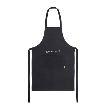 Tablier en matières recyclées avec une poche avant couleurs 150 g/m²