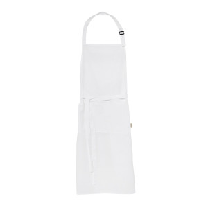 Tablier en matières recyclées double poche avant blanc 180 g/m²