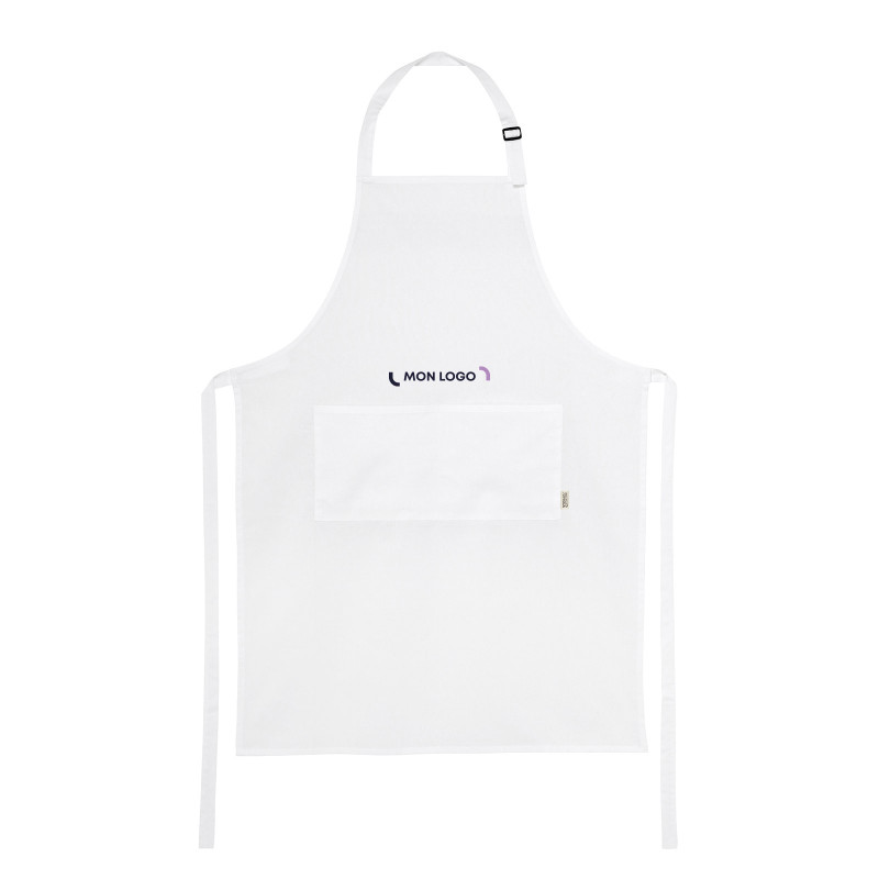 Tablier en matières recyclées double poche avant blanc 180 g/m²