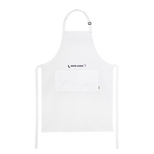 Tablier en matières recyclées double poche avant blanc 180 g/m²