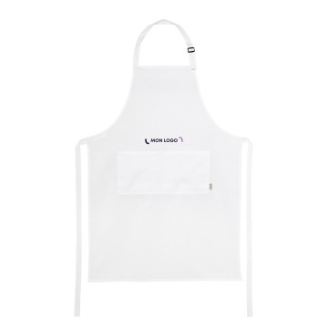 Tablier en matières recyclées double poche avant blanc 180 g/m²