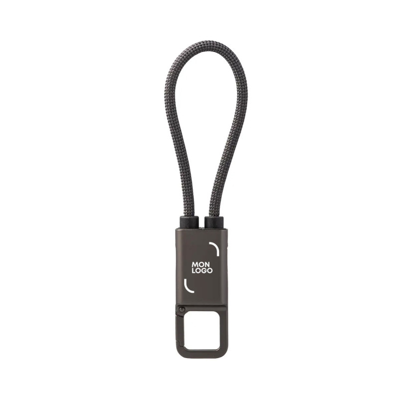 Porte-clés mousqueton câble de chargement 60 W en rPET Akashi®