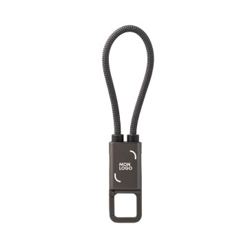 Porte-clés mousqueton câble de chargement 60 W en rPET Akashi®