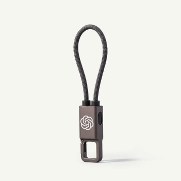 Porte-clés mousqueton câble de chargement 60 W en rPET Akashi®
