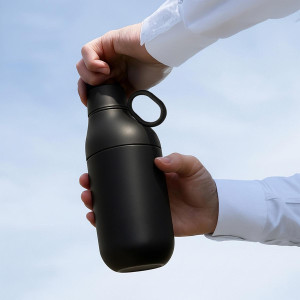 Bouteille isotherme 500 mL  gobelet acier inox recyclé quadri 360°