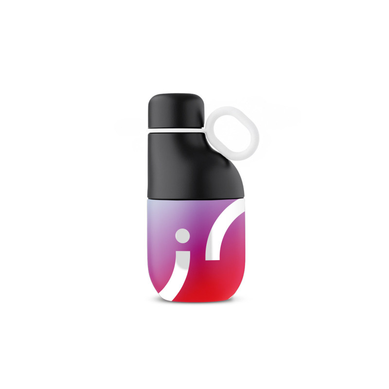 Bouteille isotherme 330 mL  gobelet acier inox recyclé quadri 360°